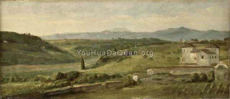 Panoramic Landscape with a Farmhouse - 乔治·费德里科·沃茨